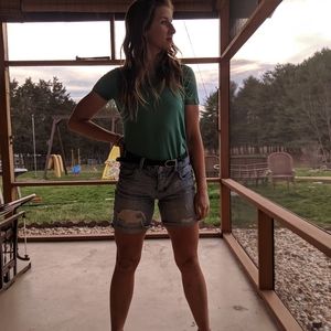 Green/blue/teal T shirt